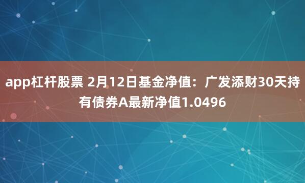 app杠杆股票 2月12日基金净值：广发添财30天持有债券A最新净值1.0496