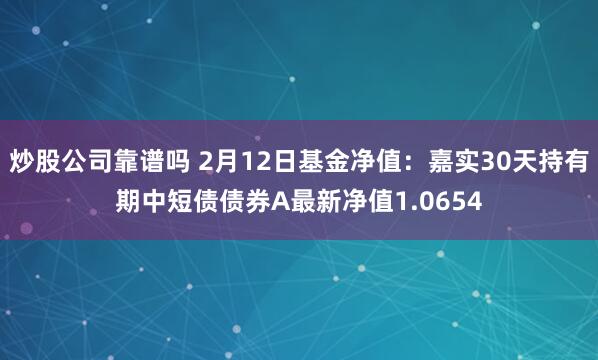 炒股公司靠谱吗 2月12日基金净值：嘉实30天持有期中短债债券A最新净值1.0654