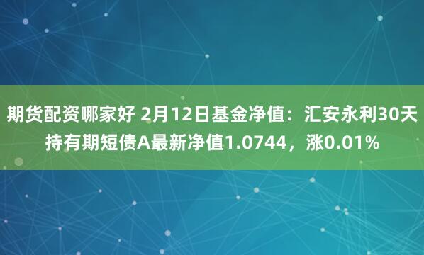 期货配资哪家好 2月12日基金净值：汇安永利30天持有期短债A最新净值1.0744，涨0.01%