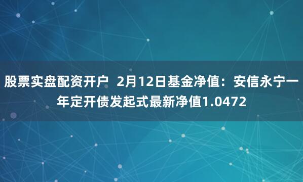 股票实盘配资开户  2月12日基金净值：安信永宁一年定开债发起式最新净值1.0472