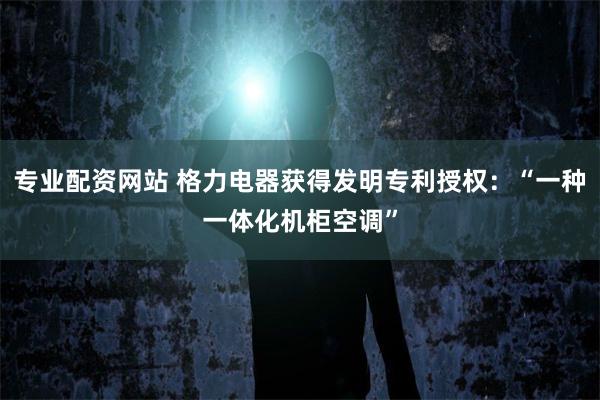 专业配资网站 格力电器获得发明专利授权：“一种一体化机柜空调”