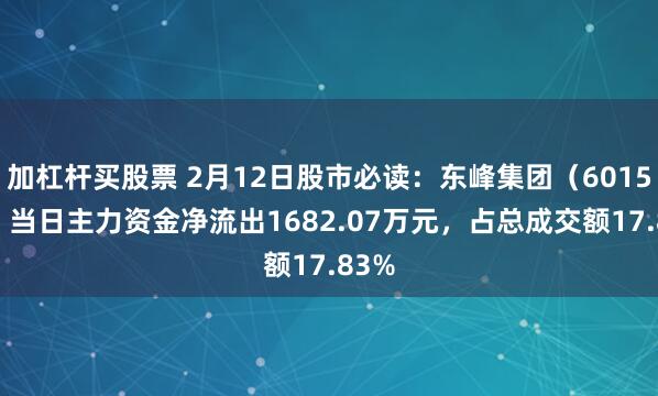 加杠杆买股票 2月12日股市必读：东峰集团（601515）当日主力资金净流出1682.07万元，占总成交额17.83%