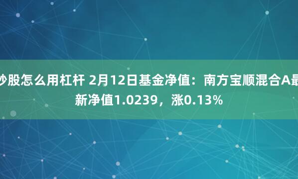 炒股怎么用杠杆 2月12日基金净值：南方宝顺混合A最新净值1.0239，涨0.13%