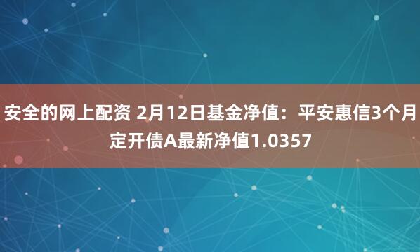 安全的网上配资 2月12日基金净值：平安惠信3个月定开债A最新净值1.0357