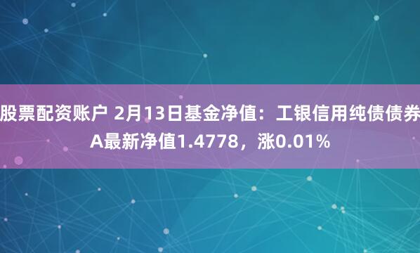 股票配资账户 2月13日基金净值：工银信用纯债债券A最新净值1.4778，涨0.01%