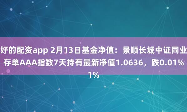 好的配资app 2月13日基金净值：景顺长城中证同业存单AAA指数7天持有最新净值1.0636，跌0.01%