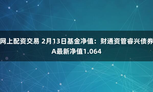 网上配资交易 2月13日基金净值：财通资管睿兴债券A最新净值1.064