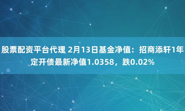 股票配资平台代理 2月13日基金净值：招商添轩1年定开债最新净值1.0358，跌0.02%