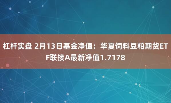 杠杆实盘 2月13日基金净值：华夏饲料豆粕期货ETF联接A最新净值1.7178