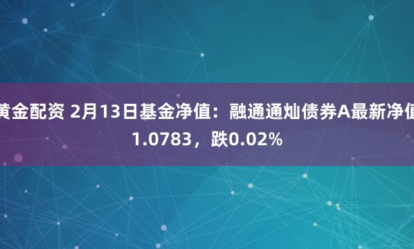 黄金配资 2月13日基金净值：融通通灿债券A最新净值1.0783，跌0.02%