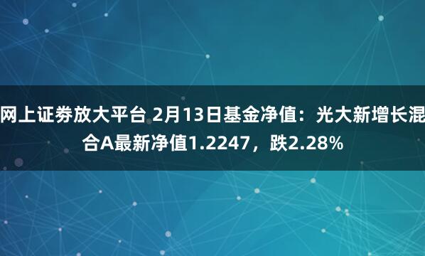 网上证劵放大平台 2月13日基金净值：光大新增长混合A最新净值1.2247，跌2.28%