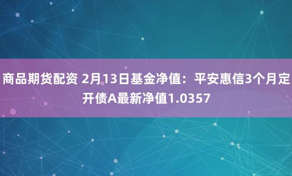 商品期货配资 2月13日基金净值：平安惠信3个月定开债A最新净值1.0357