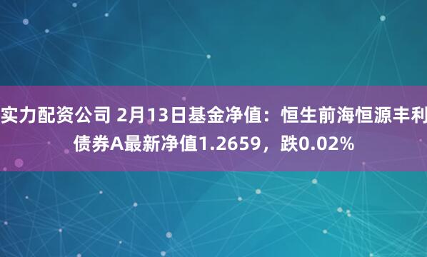 实力配资公司 2月13日基金净值：恒生前海恒源丰利债券A最新净值1.2659，跌0.02%