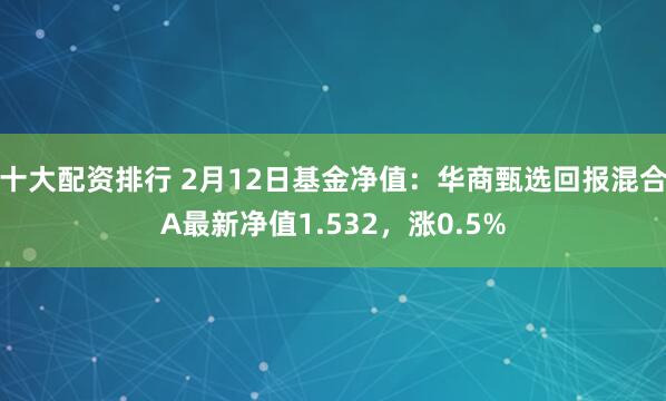 十大配资排行 2月12日基金净值：华商甄选回报混合A最新净值1.532，涨0.5%