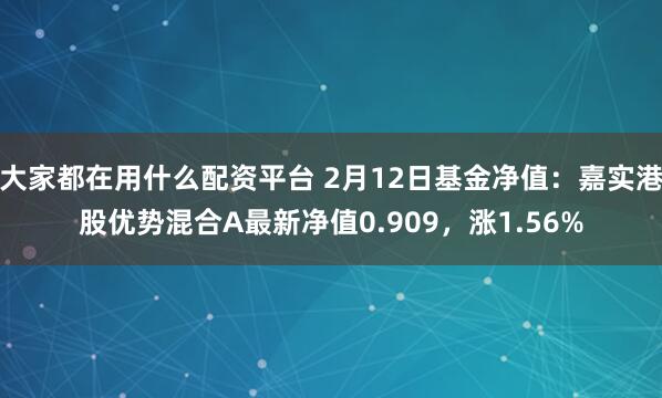 大家都在用什么配资平台 2月12日基金净值：嘉实港股优势混合A最新净值0.909，涨1.56%