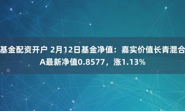 基金配资开户 2月12日基金净值：嘉实价值长青混合A最新净值0.8577，涨1.13%